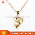 Guangzhou fish shape jewelry adjustable pendant size gold plated necklace with brass